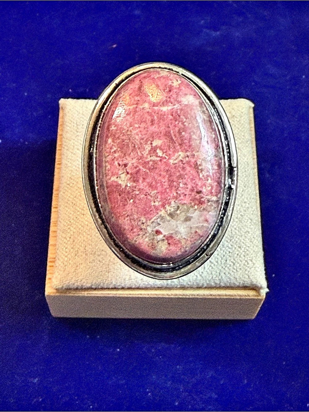 Zoisite Pink Stone Sterling Silver Overlay Size 8.25